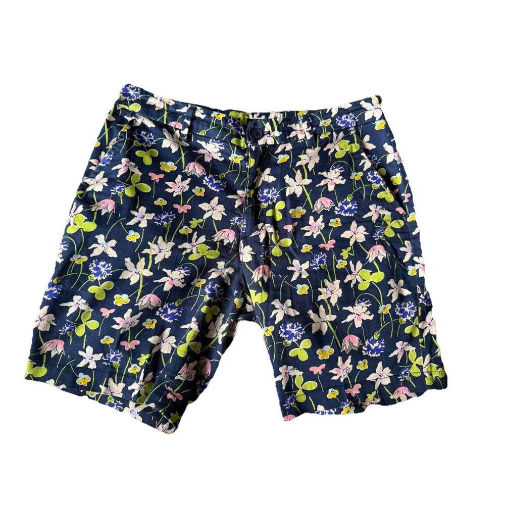 Postmarc Shorts Mens 30 / 7" Blue Floral Stretch Preppy Casual Summer Beach